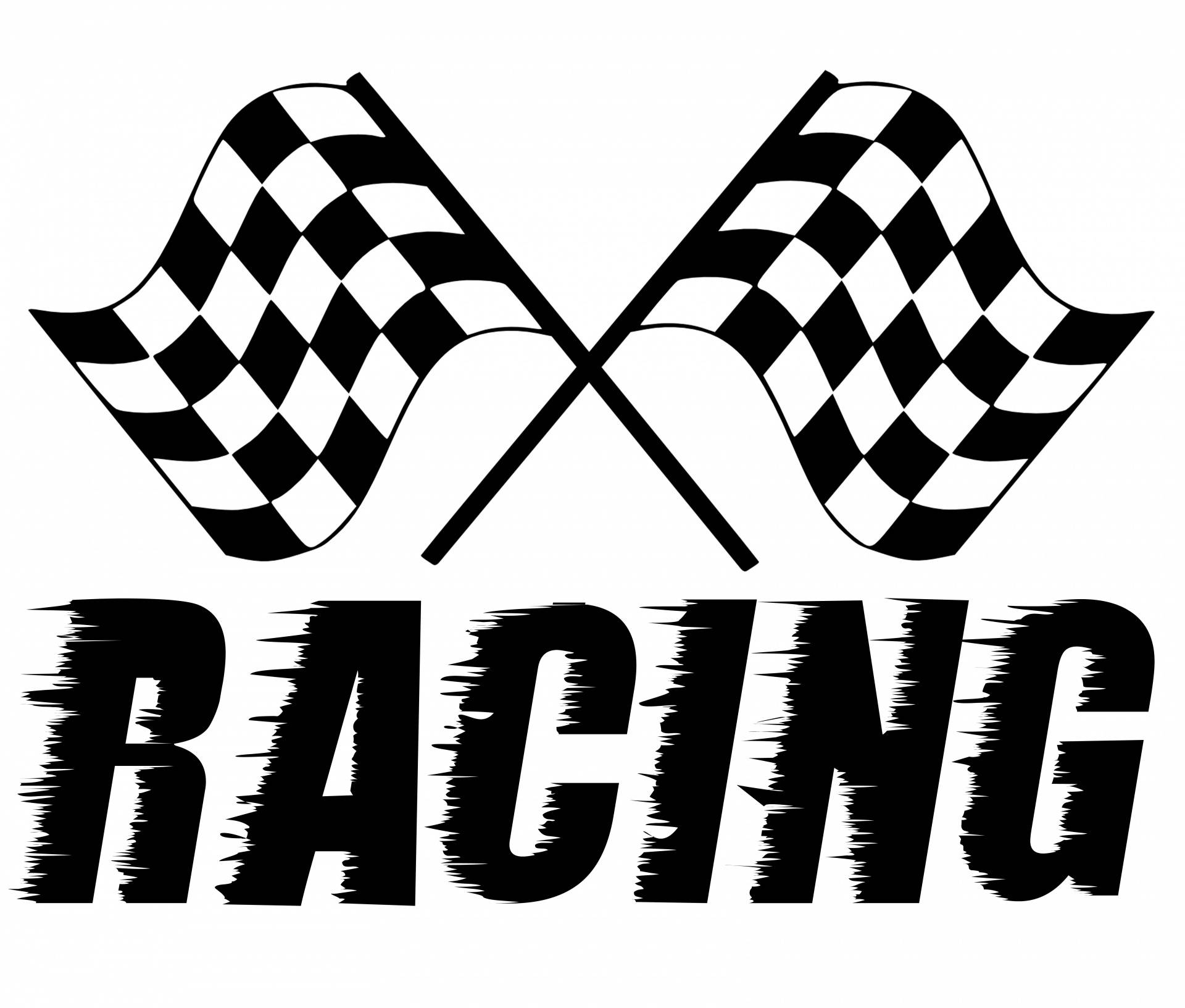 black and white checkered racing flags, bold stylized racing text, Full HD Desktop Wallpaper