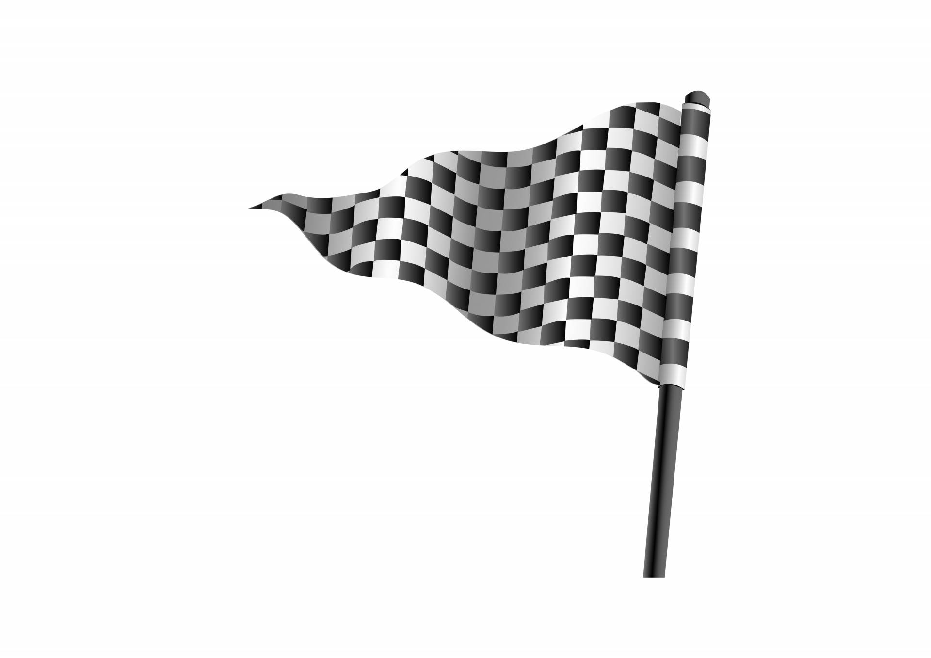 checkered racing flag, black and white, plain white background, Full HD Desktop Wallpaper