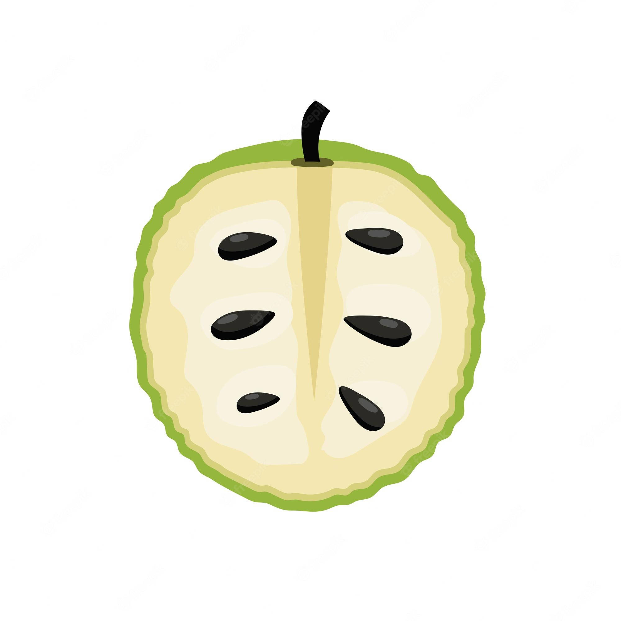 cartoon animated cherimoya, sliced soursop fruit, creamy flesh, Full HD Desktop Wallpaper