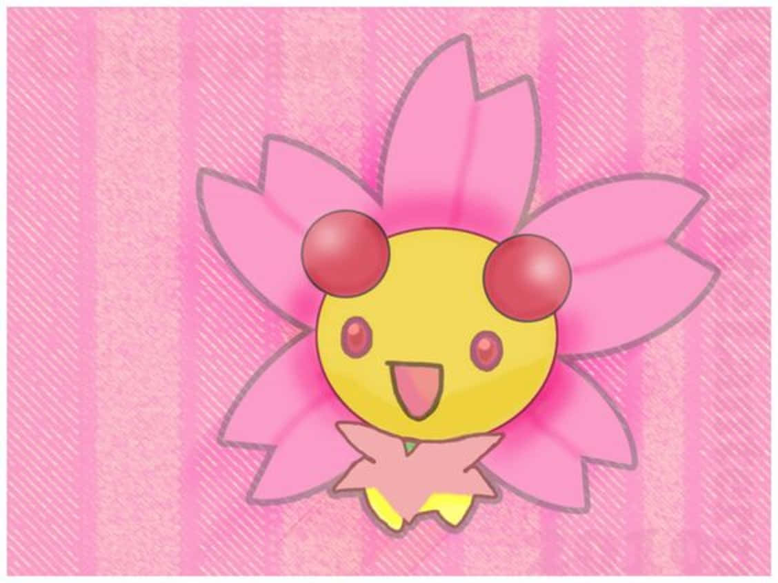 Cherrim, pink petals, red cheeks, SD Desktop Wallpaper