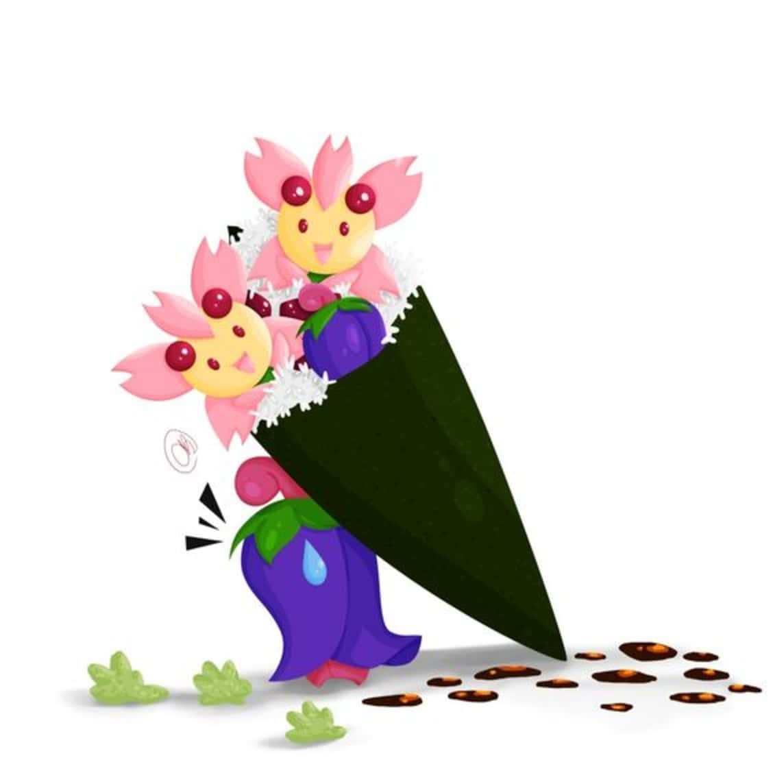Cherrim, pink, flower creatures, SD Desktop Wallpaper