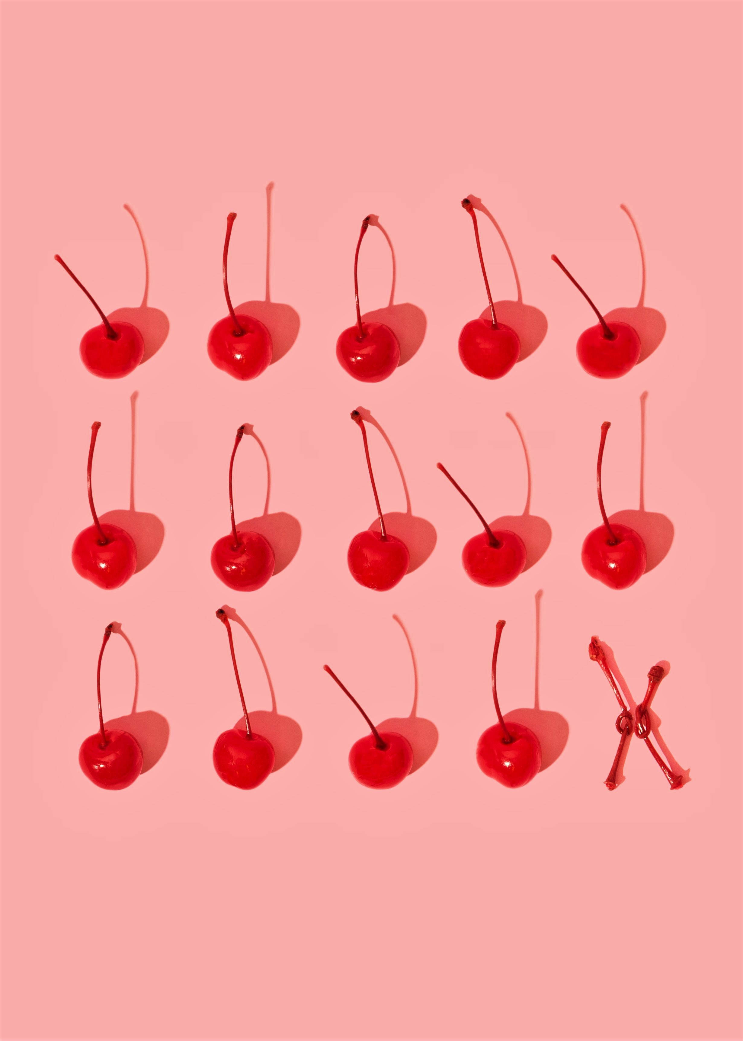 Cherry, pastel red, glossy red cherries, 2K Phone Wallpaper