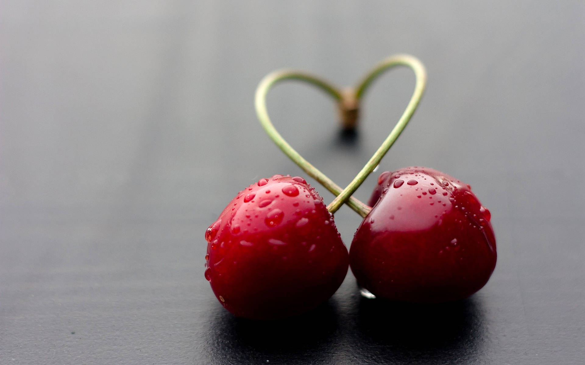 Cherry, stem heart, glistening red cherries, Full HD Desktop Wallpaper