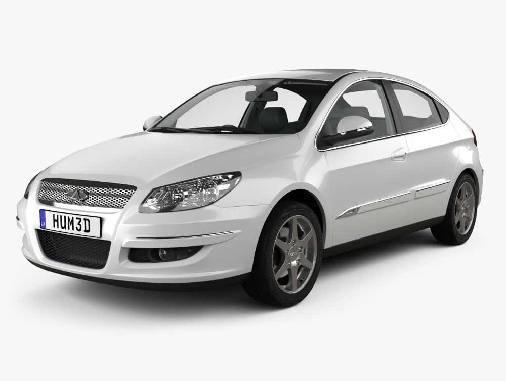 Chery A3, sleek white hatchback, silver rims, SD Desktop Wallpaper