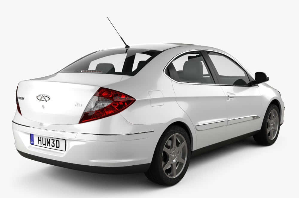 Chery A3, sleek white sedan, rear three quarters angle, SD Desktop Wallpaper
