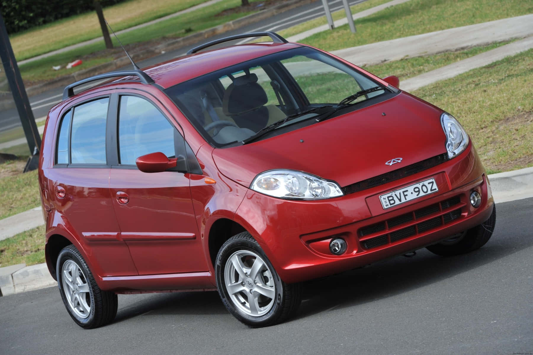 Chery A3, sedan, glossy red, HD Desktop Wallpaper