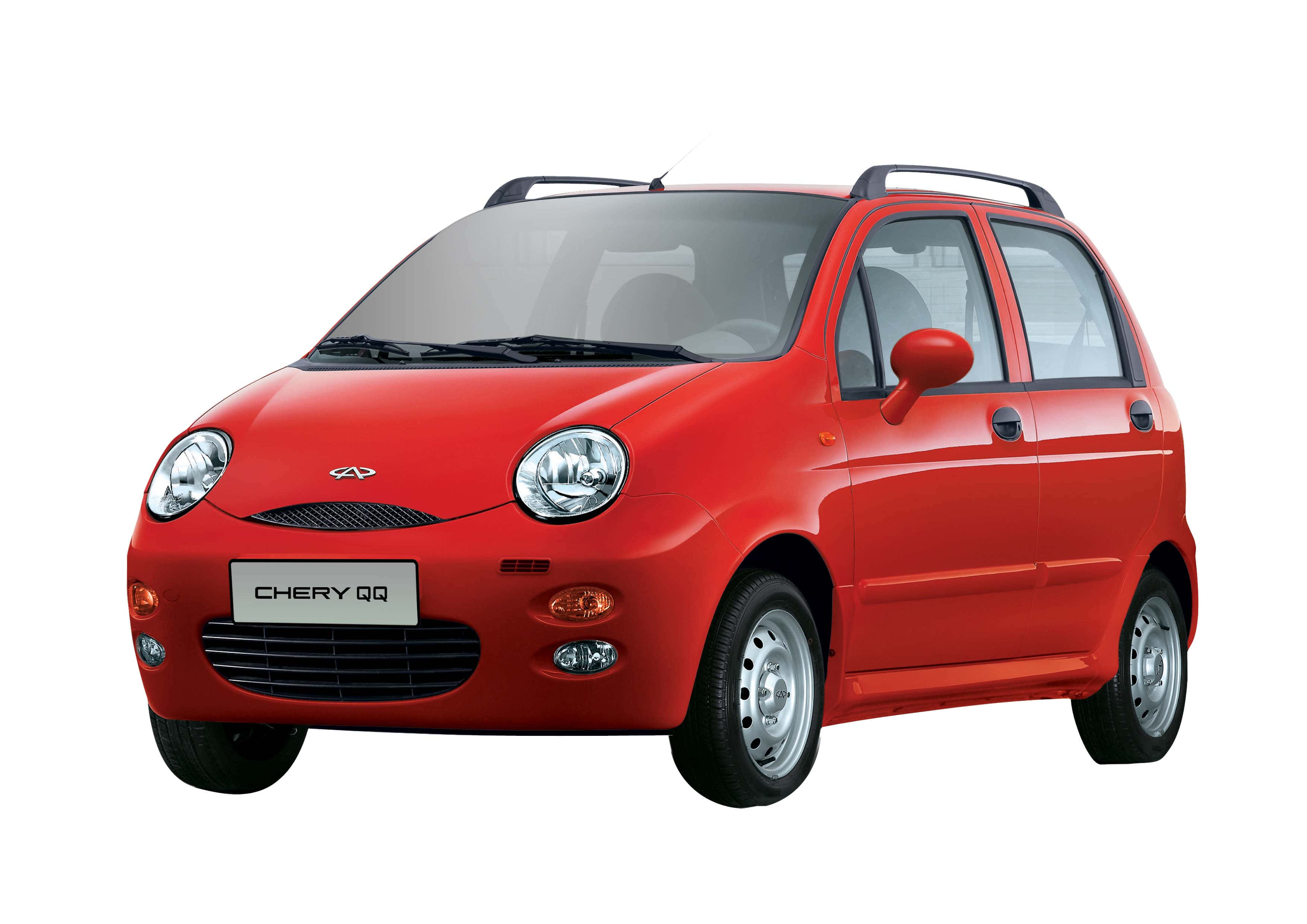 Chery QQ, compact car, bright red, 2K Desktop Wallpaper