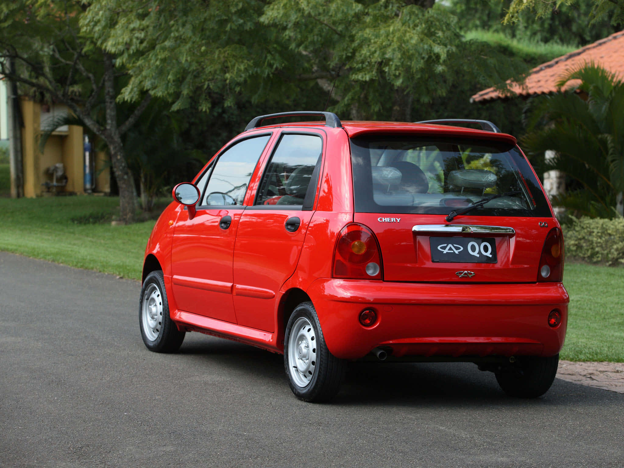 Chery QQ, compact car, vibrant red, Full HD Desktop Wallpaper