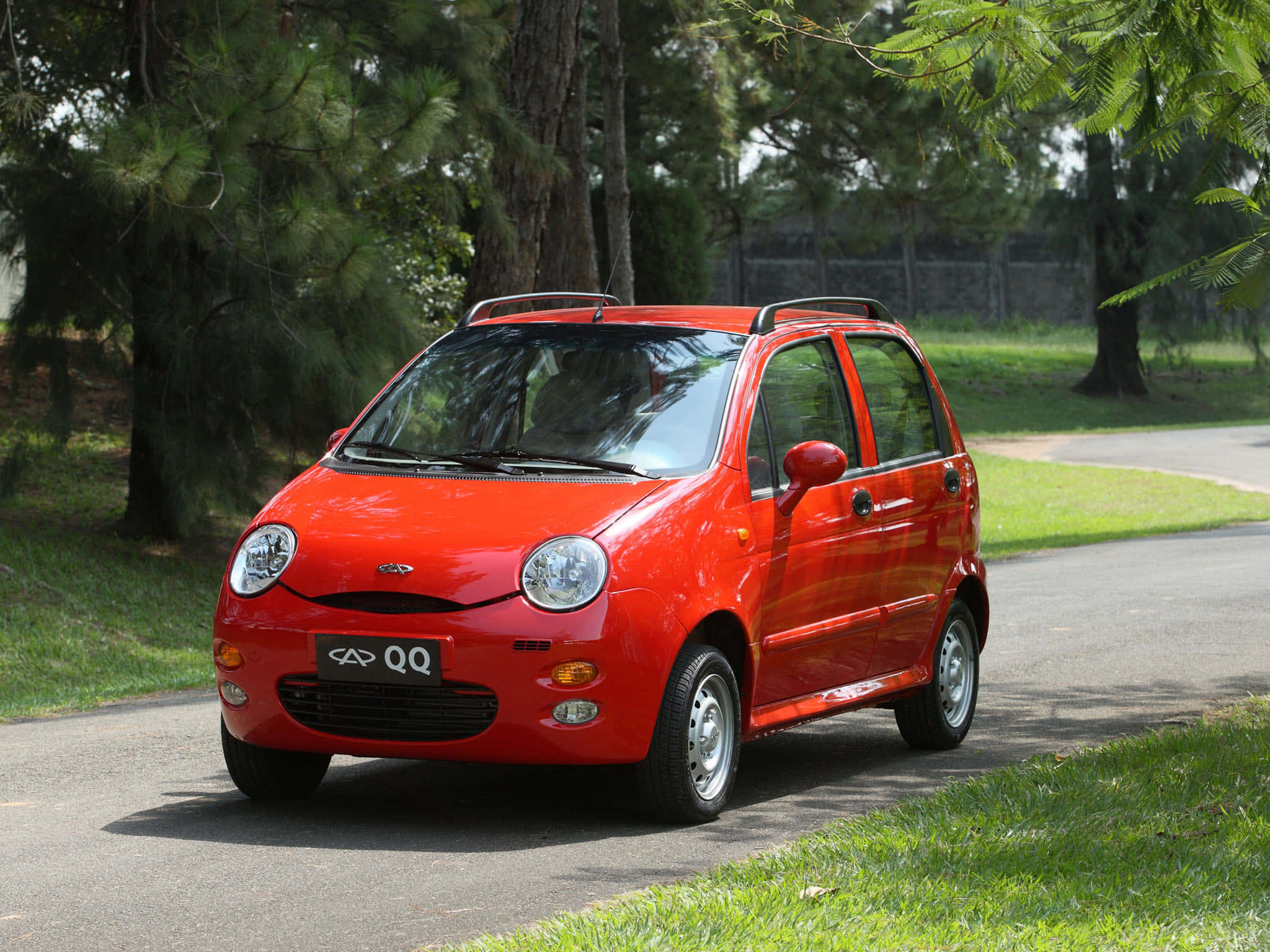Chery QQ, vibrant red, compact car, Full HD Desktop Wallpaper