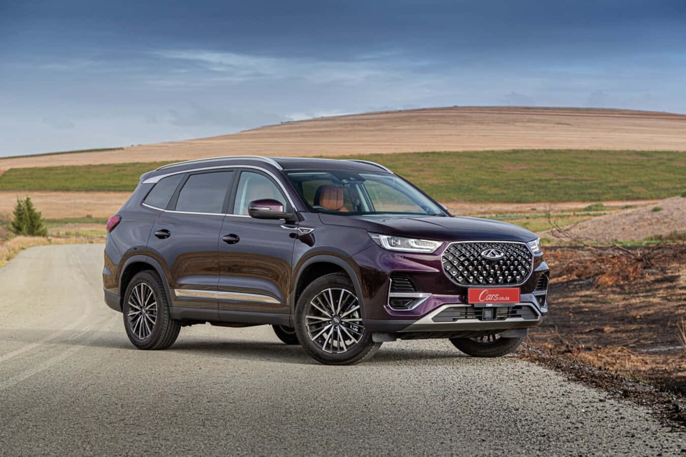 Chery Tiggo 8, dark purple, gravel road, HD Desktop Wallpaper