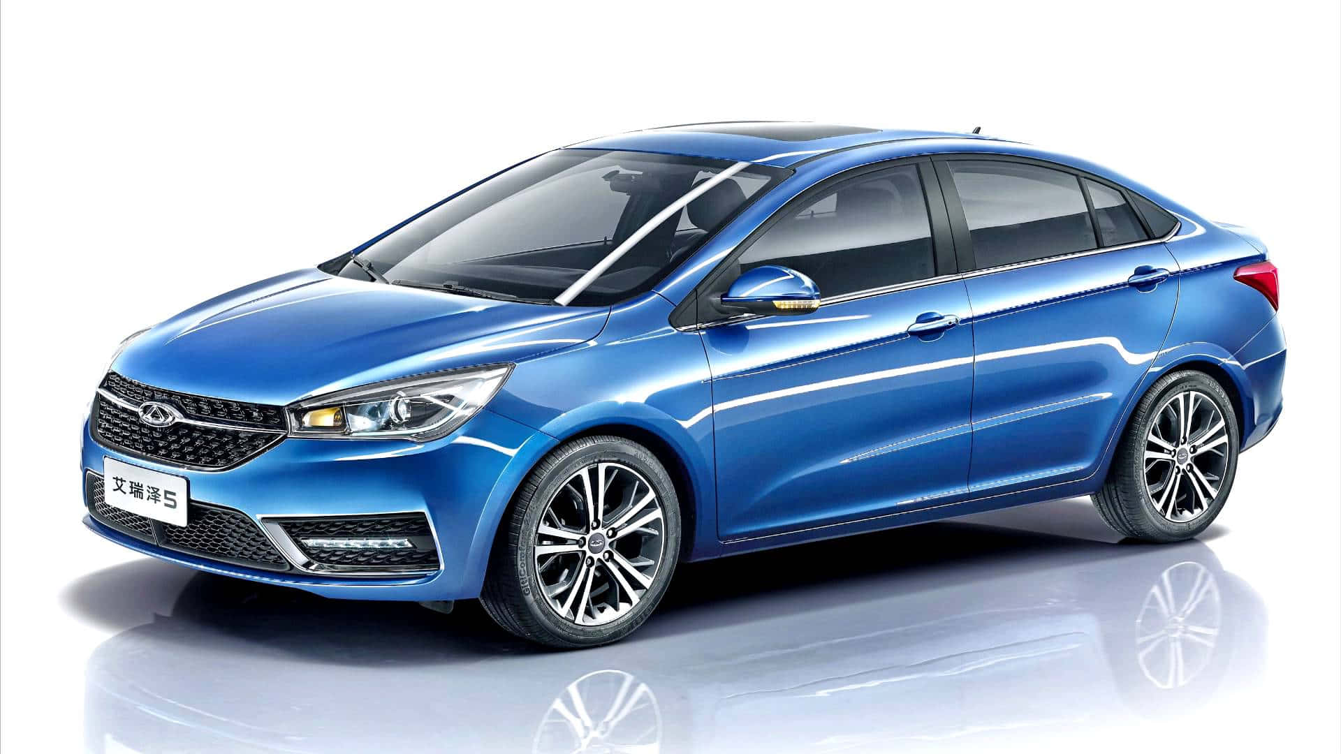 Chery, blue sedan, chrome accents, Full HD Desktop Wallpaper