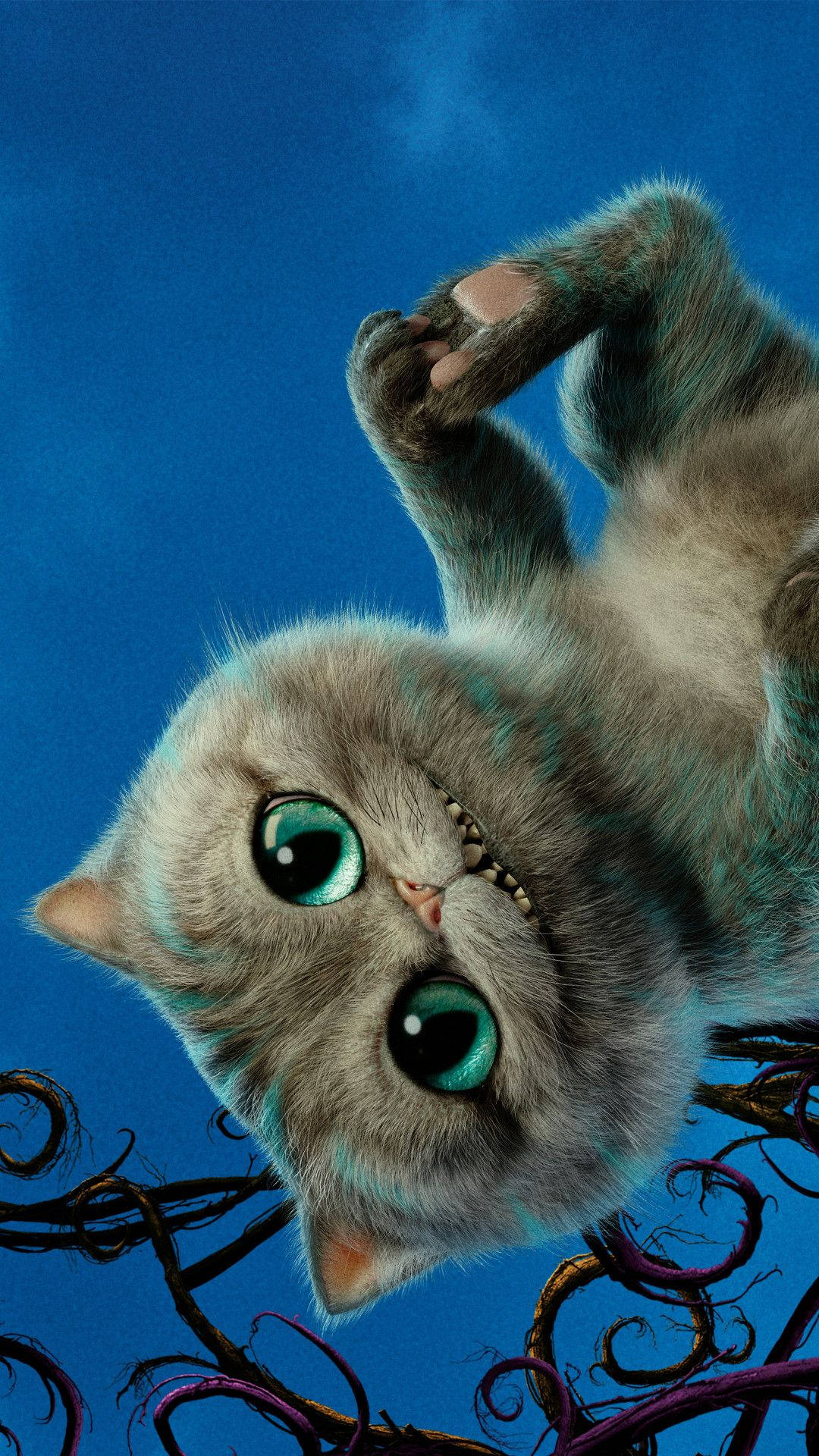 Gray Cheshire Cat, fluffy gray kitten, huge green eyes, Full HD Phone Wallpaper