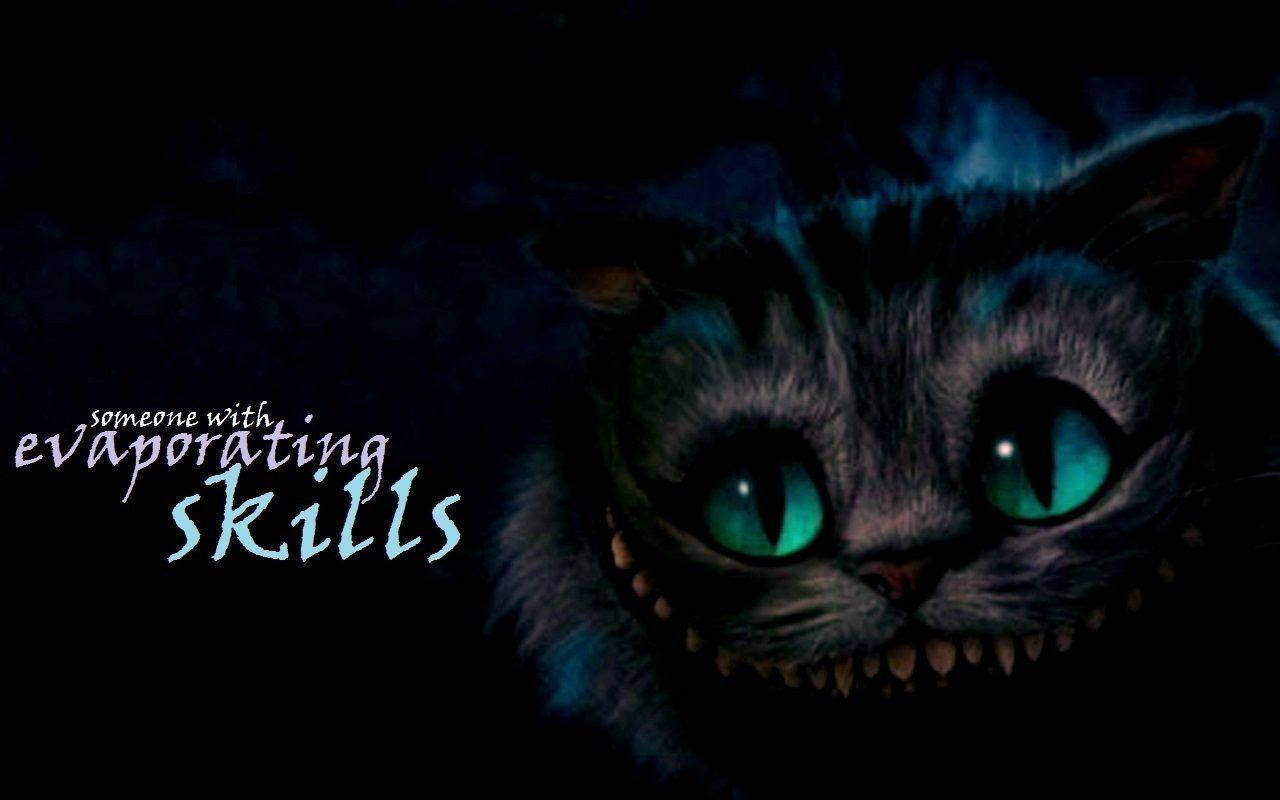 Cheshire Cat, glowing green eyes, sharp teeth, HD Desktop Wallpaper