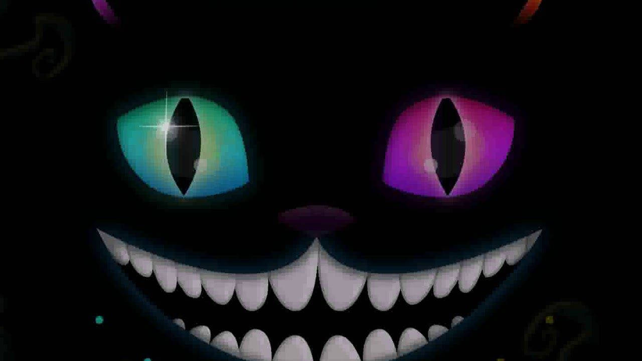 Cheshire Cat, big eyes, glowing teal and purple eyes, HD Desktop Wallpaper