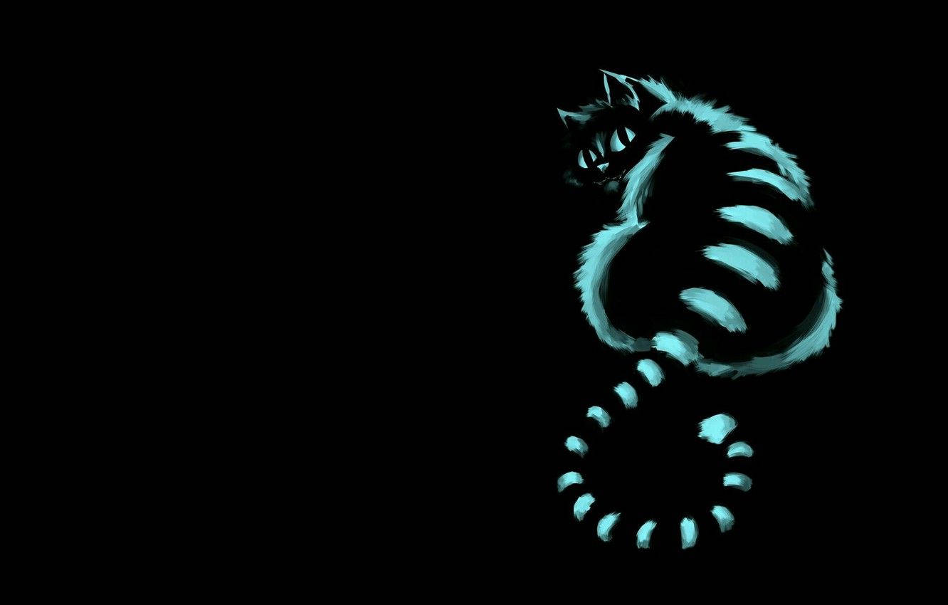Glow In The Dark Cheshire Cat, cyan, striped, HD Desktop Wallpaper