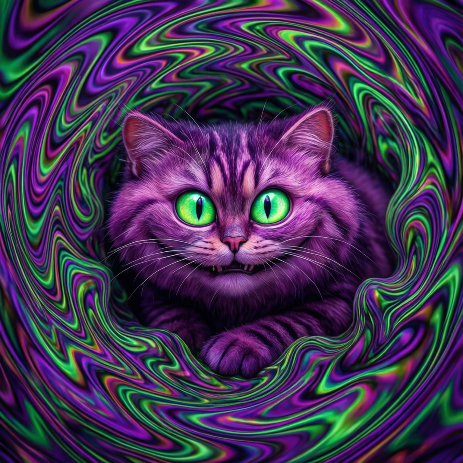 Cheshire Cat, psychedelic colors, swirl, HD Desktop Wallpaper