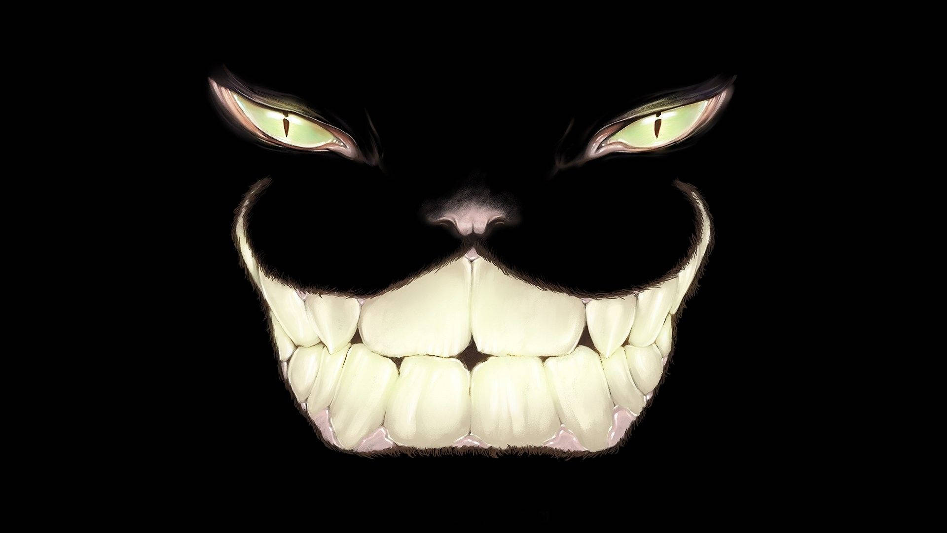 Cheshire Cat, black, glowing green eyes, Full HD Desktop Wallpaper