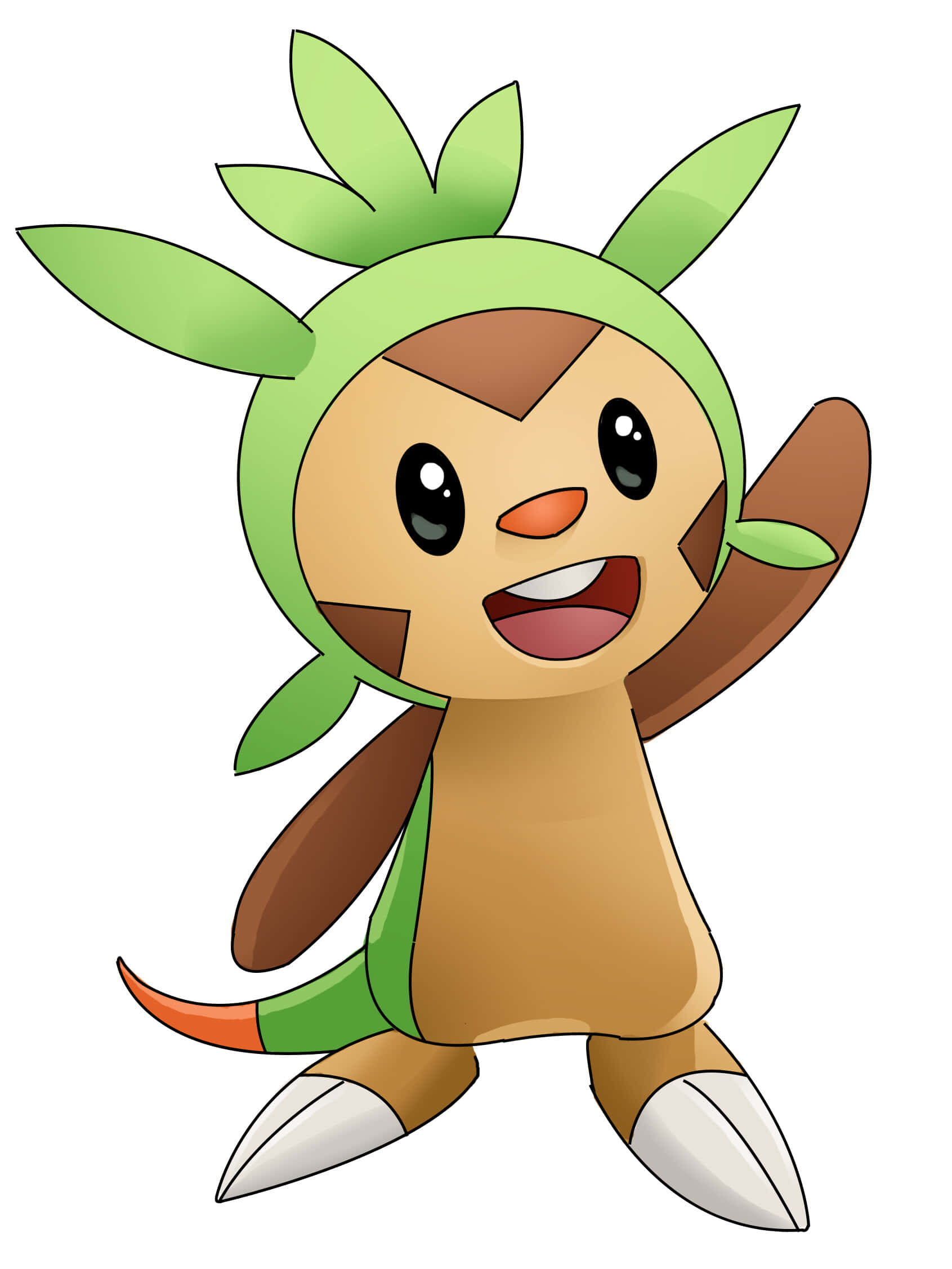 Chespin, green leafy headgear, brown body, Full HD Phone Wallpaper