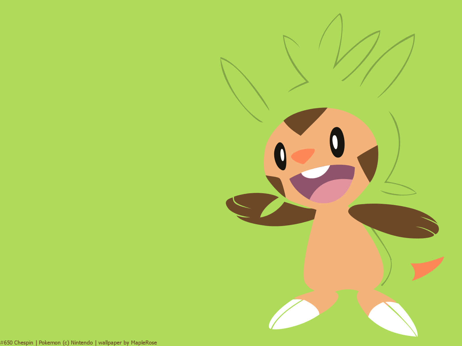 Chespin, bright green, leafy ears, HD Desktop Wallpaper