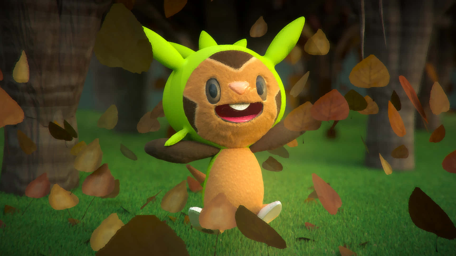 Chespin, autumn leaves, forest, Full HD Desktop Wallpaper