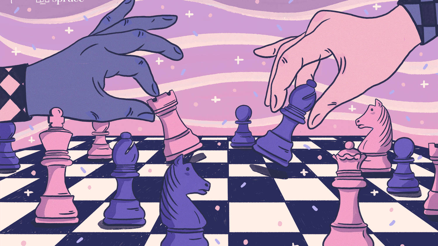 lilac pink aesthetic, chessboard, dreamy purple starry sky, HD Desktop Wallpaper