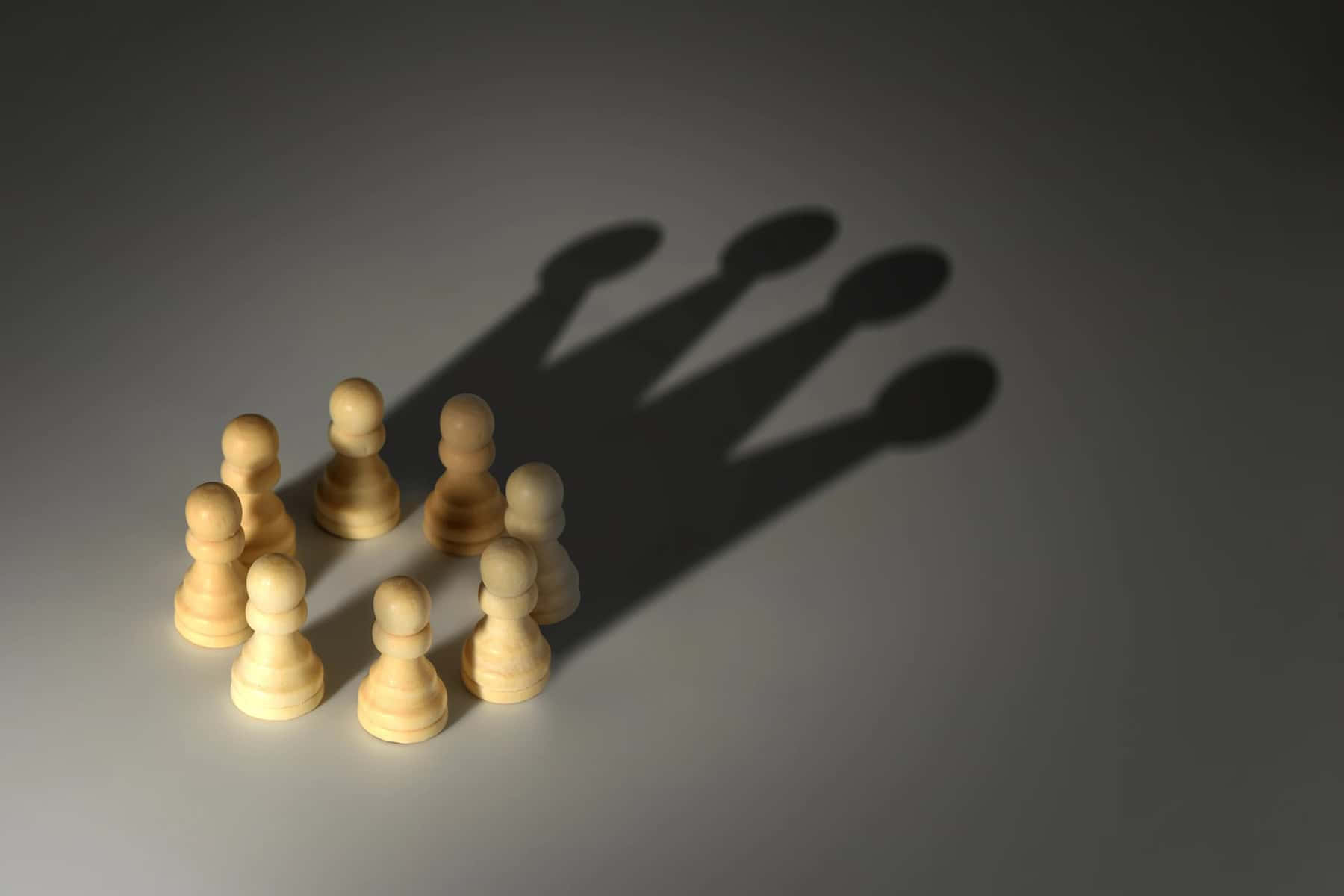 wooden chess pawns, circle, crown-shaped shadow, HD Desktop Wallpaper