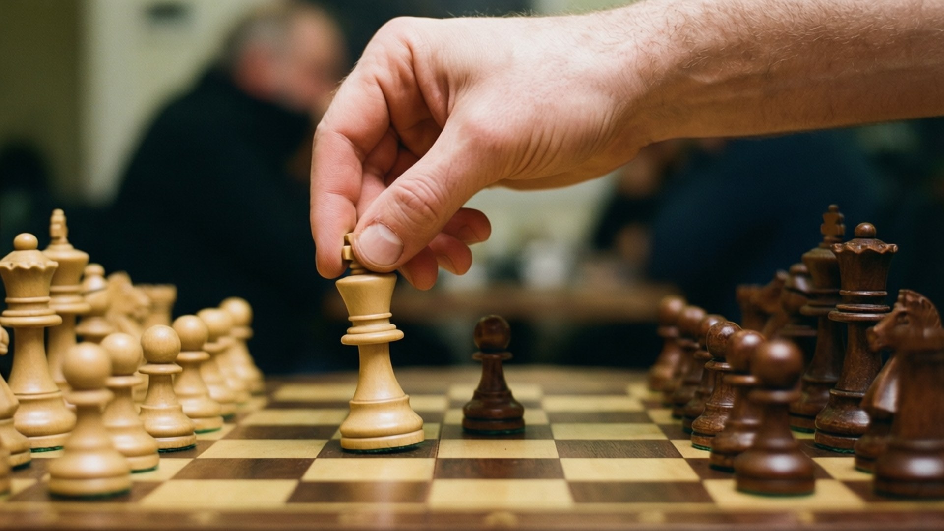 light wooden chess pawn, checkered board, opposing dark pieces, Full HD Desktop Wallpaper