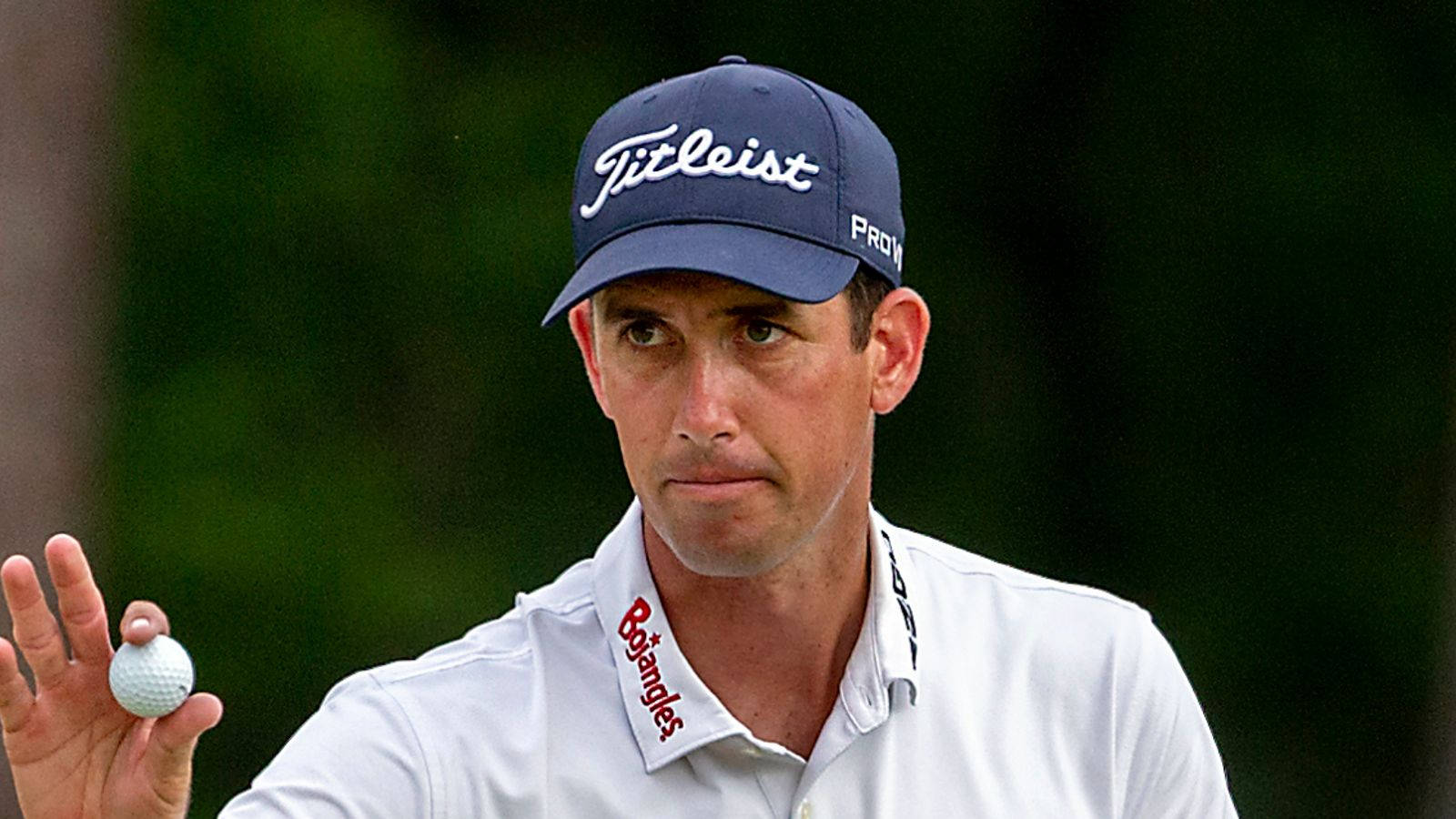 Chesson Hadley, blue Titleist cap, white Bygdands polo shirt, HD Desktop Wallpaper