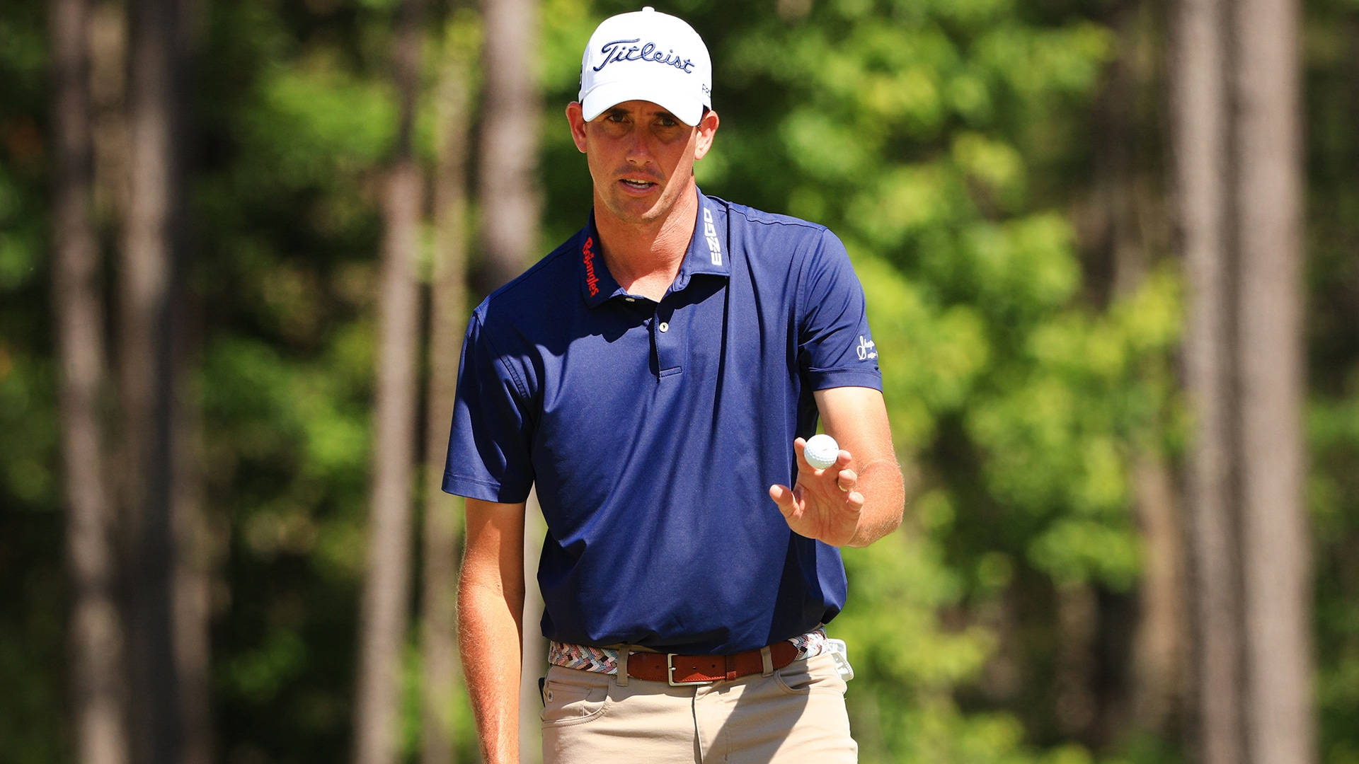 Chesson Hadley, golf ball, blue polo, Full HD Desktop Wallpaper