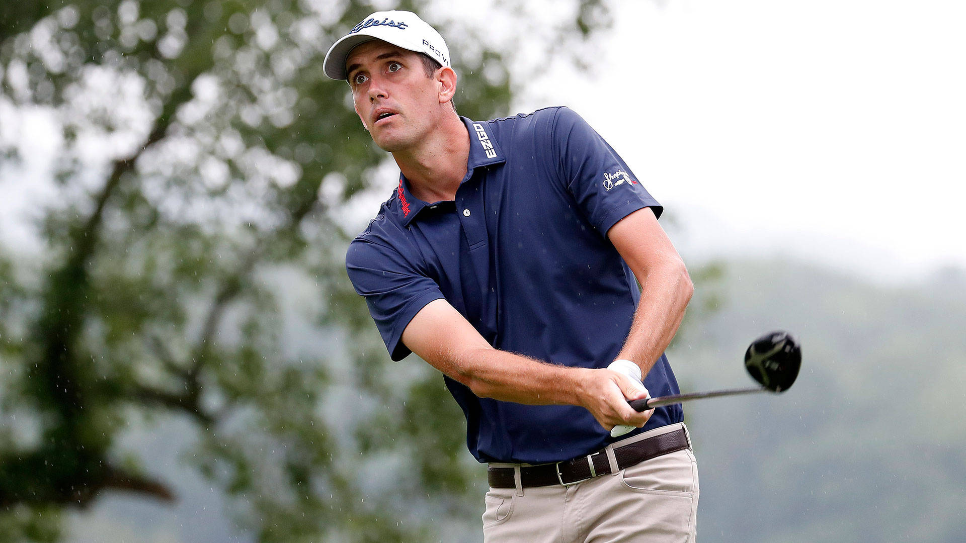 Chesson Hadley, golfer, mid-swing, Full HD Desktop Wallpaper