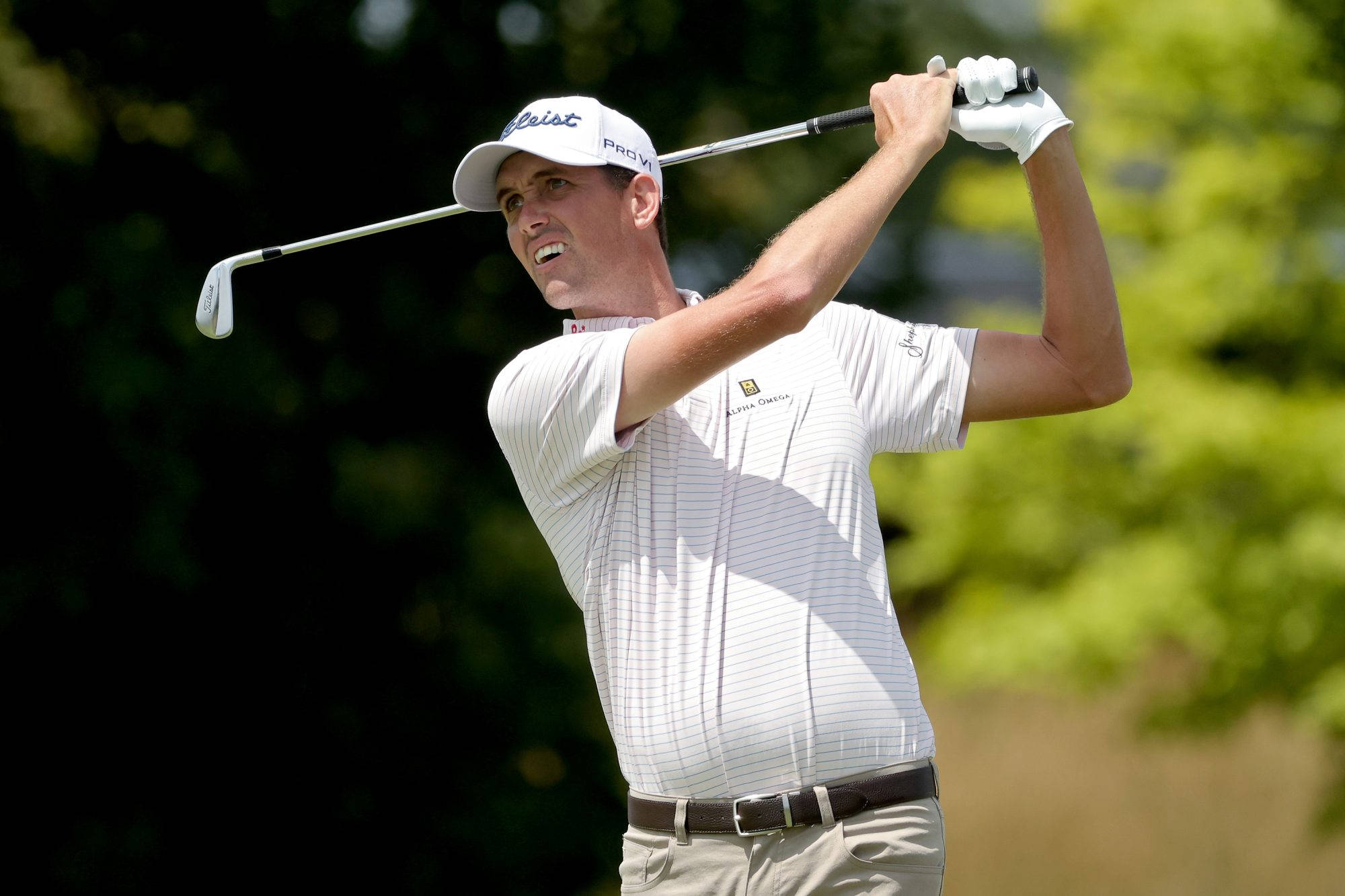Chesson Hadley, golfer, mid-swing, Full HD Desktop Wallpaper