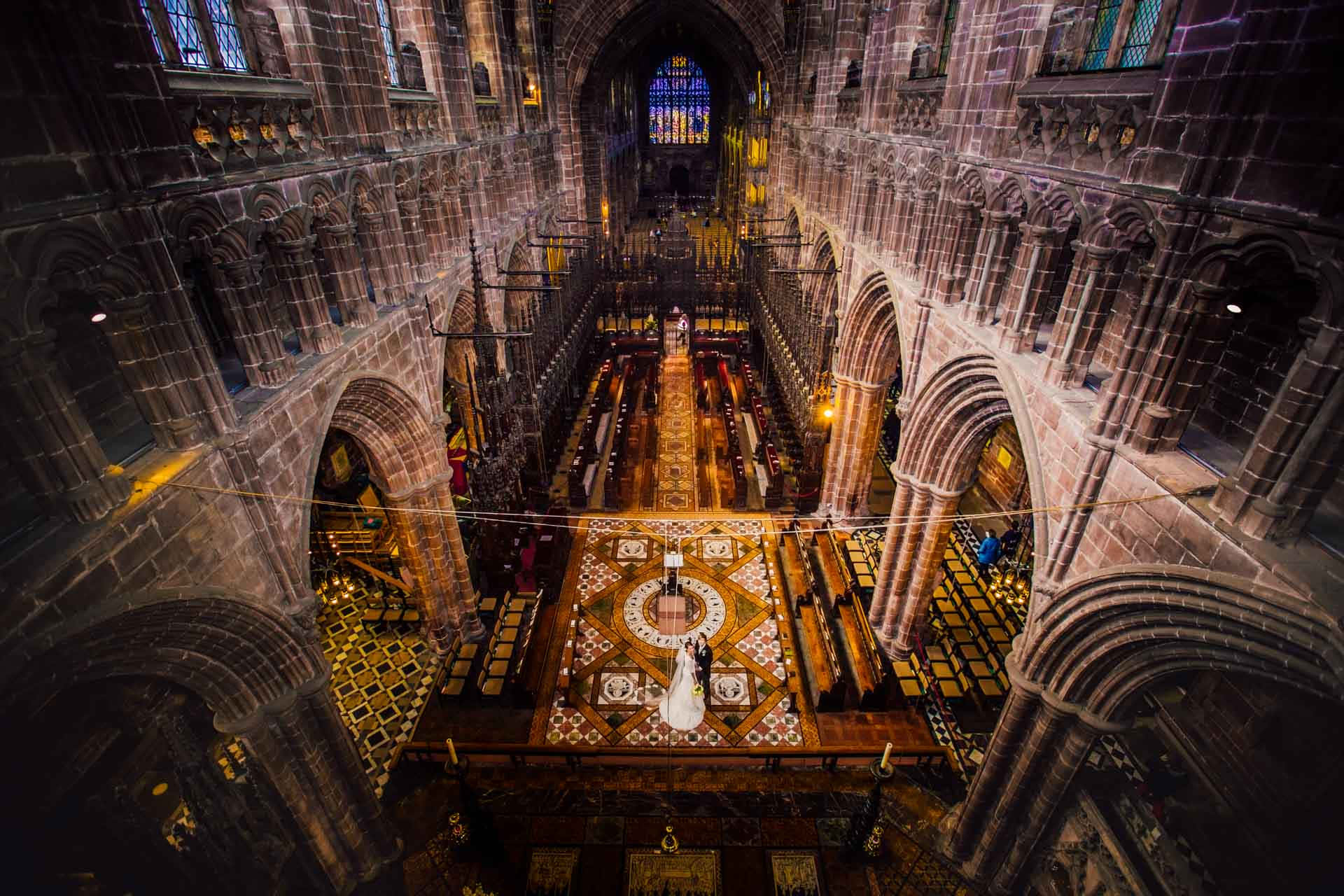 Chester Cathedral, interior aerial view, ornate tiled floor, Full HD Desktop Wallpaper