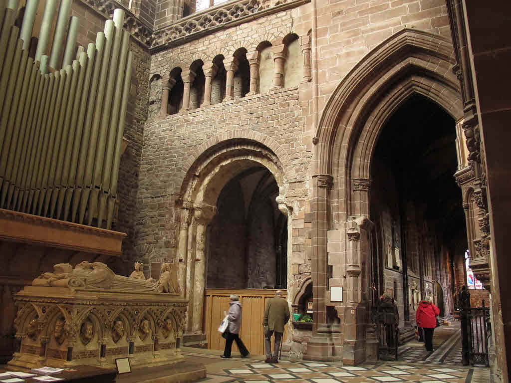 Chester Cathedral, stone cathedral interior, towering arches, SD Desktop Wallpaper