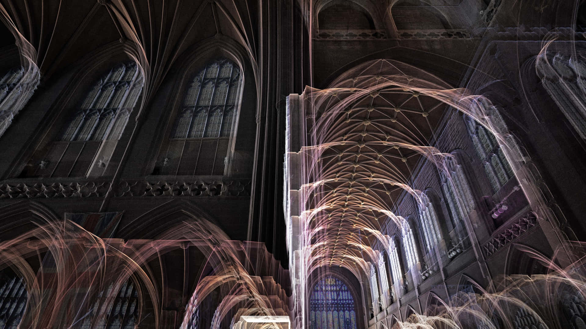 Chester Cathedral, Gothic arches, long exposure photography, Full HD Desktop Wallpaper