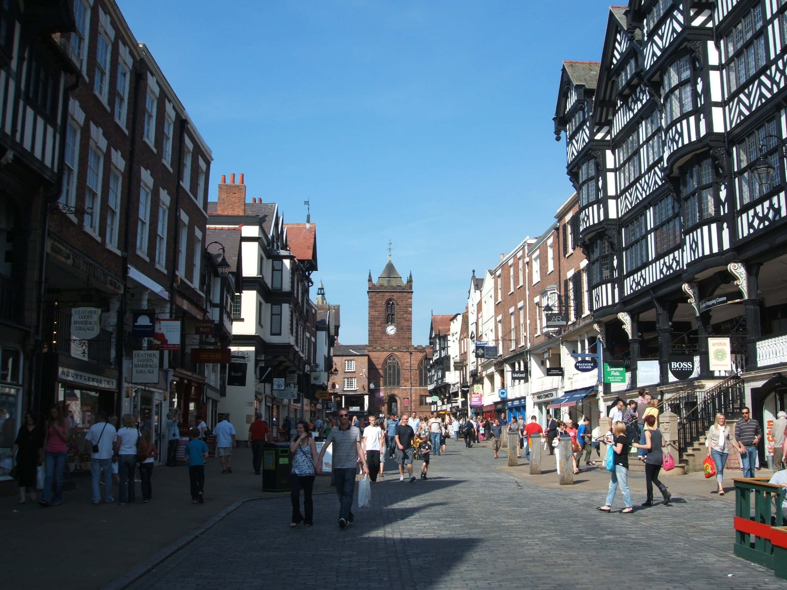 Chester, historic city centre, timber-framed buildings, 2K Desktop Wallpaper