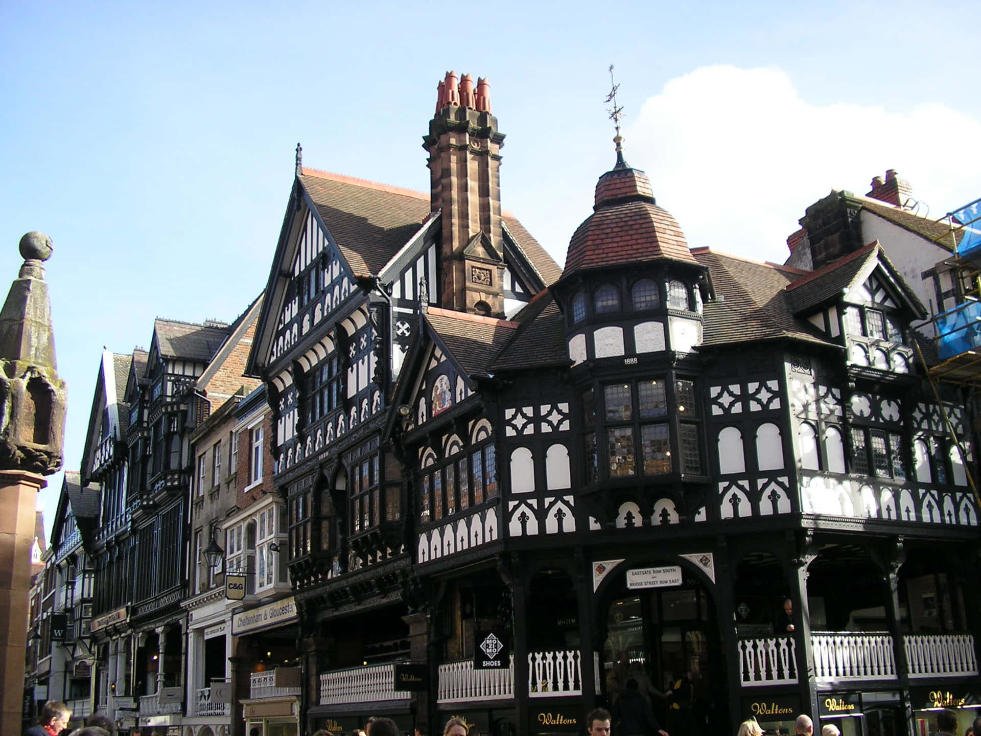 Chester, United Kingdom, black and white timber-framed buildings, Full HD Desktop Wallpaper