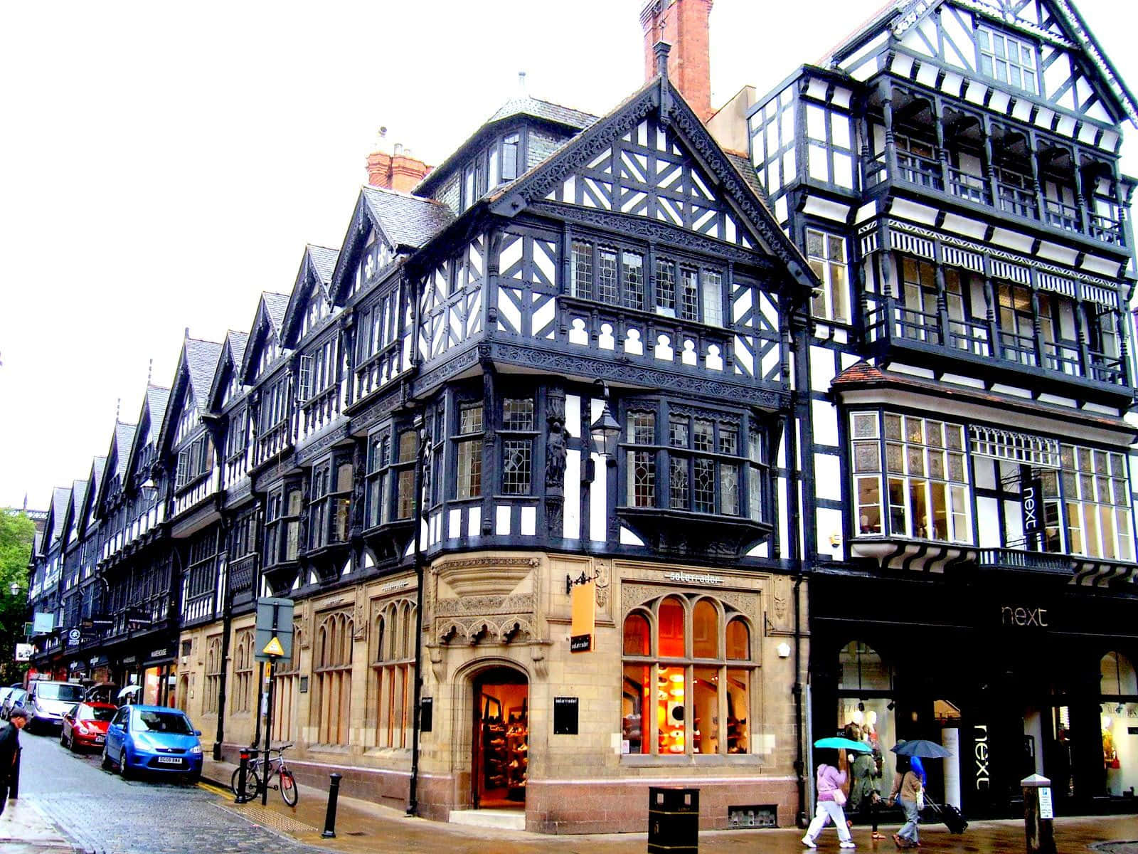 Chester, historic Tudor style architecture, black-and-white timber-framed buildings, HD Desktop Wallpaper
