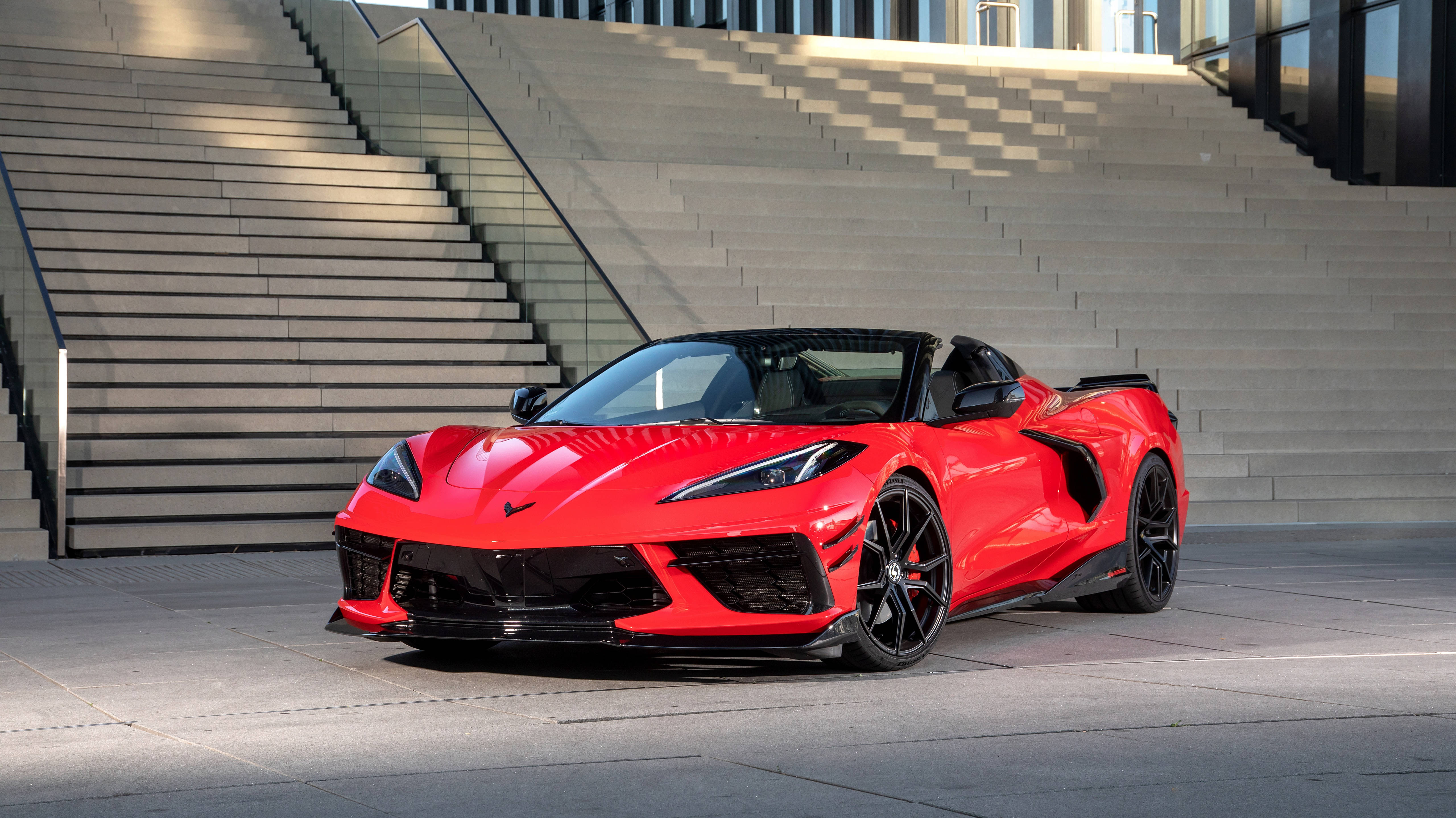 Chevrolet Corvette, red, convertible, 5K Desktop Wallpaper