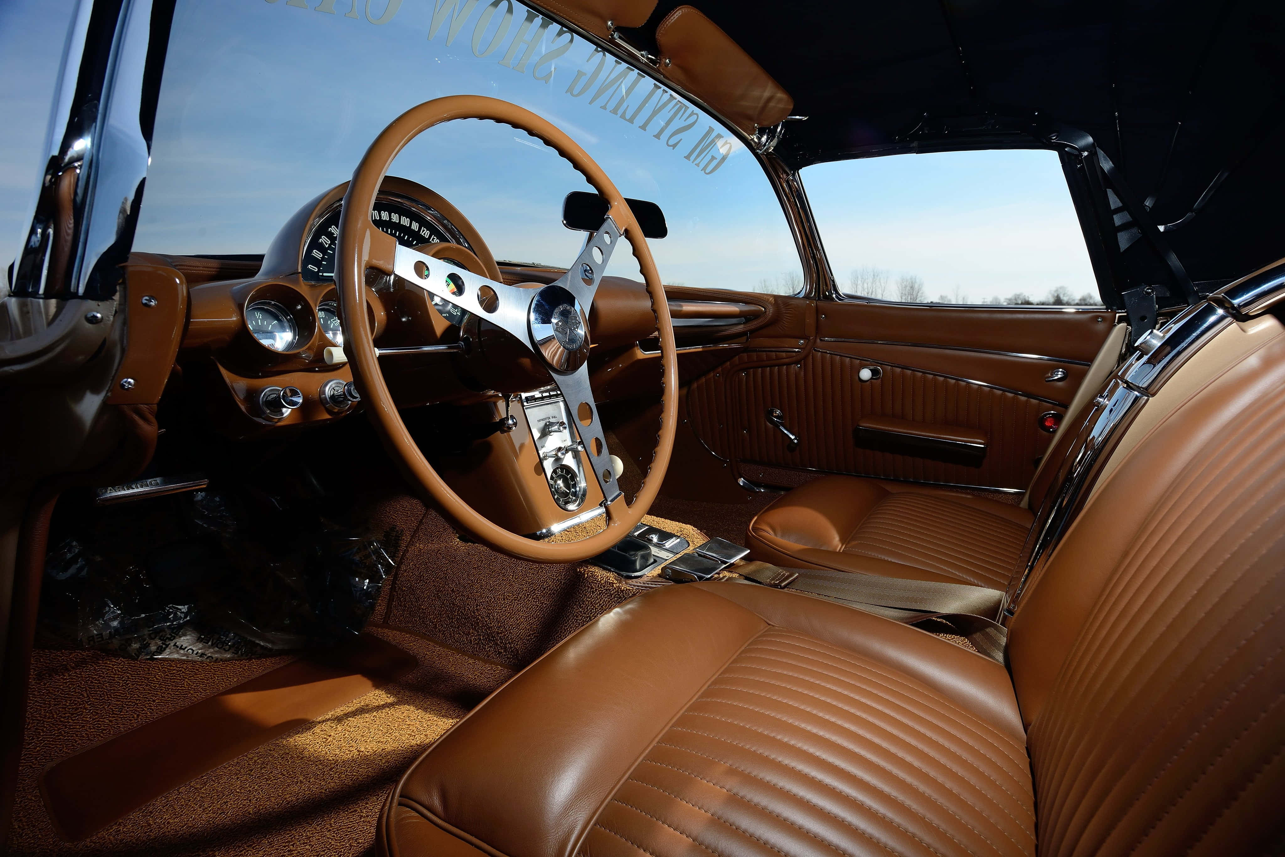 Chevrolet Corvette C1, Sunlight, rich brown leather seats, 4K Desktop Wallpaper