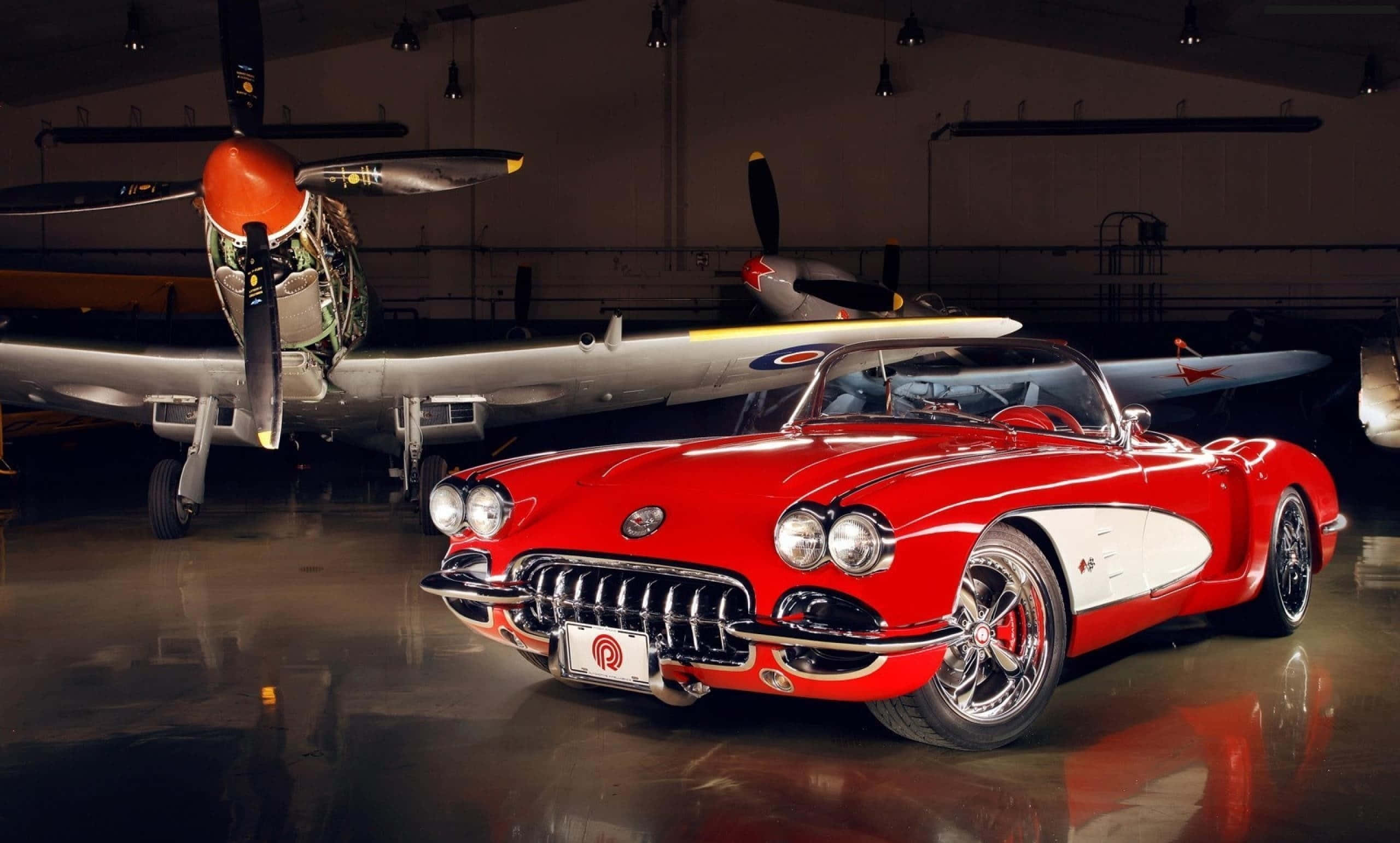 Chevrolet Corvette C1, classic red, glossy red, 2K Desktop Wallpaper