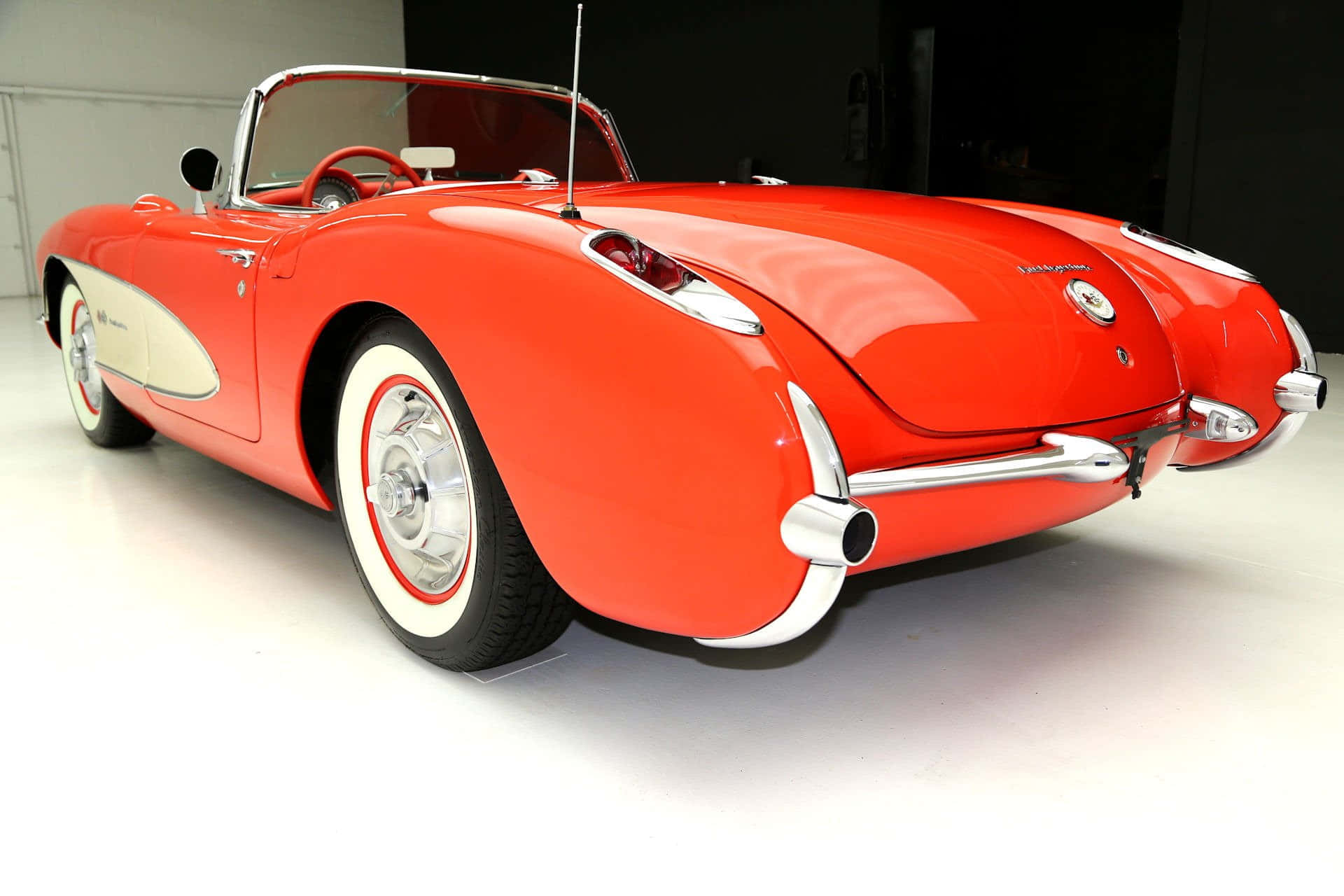 Chevrolet Corvette C1, glossy red, white wall tires, Full HD Desktop Wallpaper