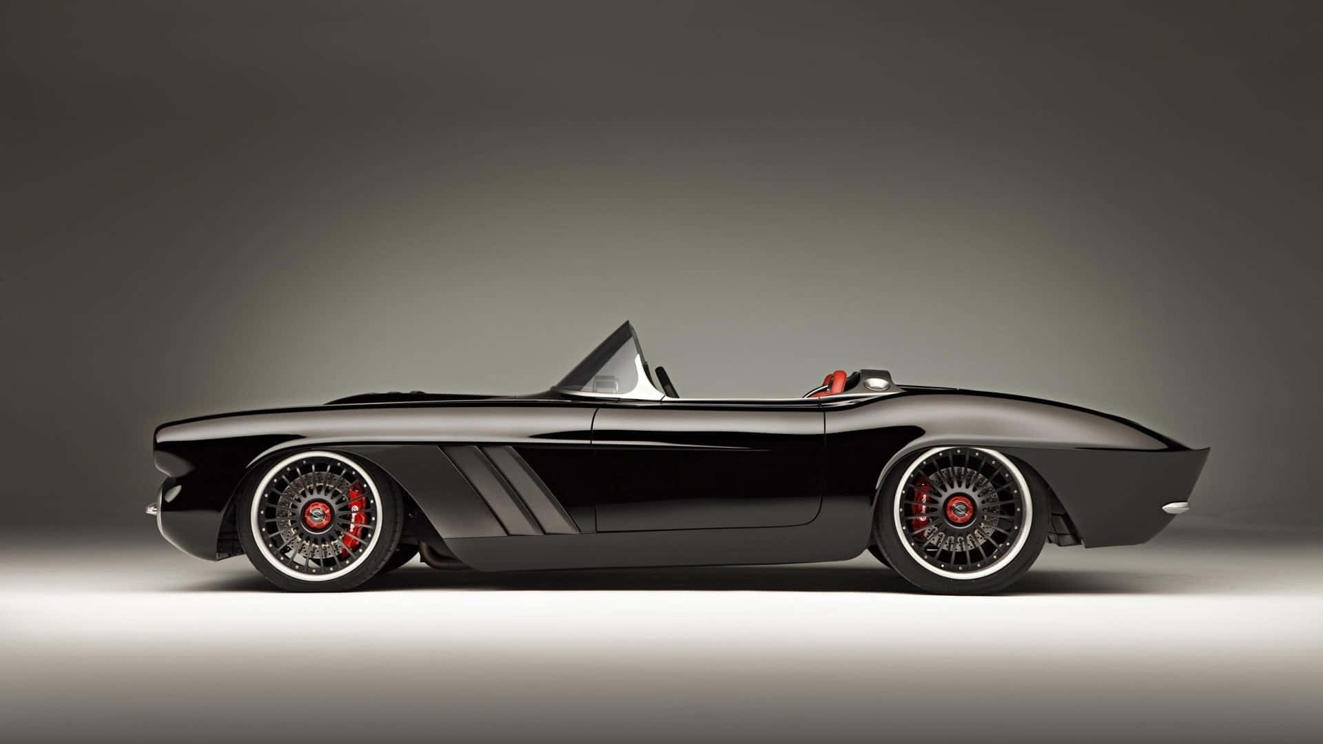 Chevrolet Corvette C1, black, red brake calipers, Full HD Desktop Wallpaper