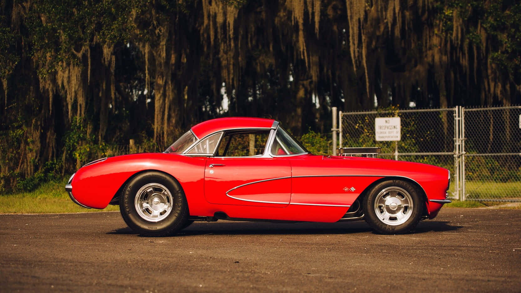 Chevrolet Corvette C1, vibrant red, asphalt, HD Desktop Wallpaper