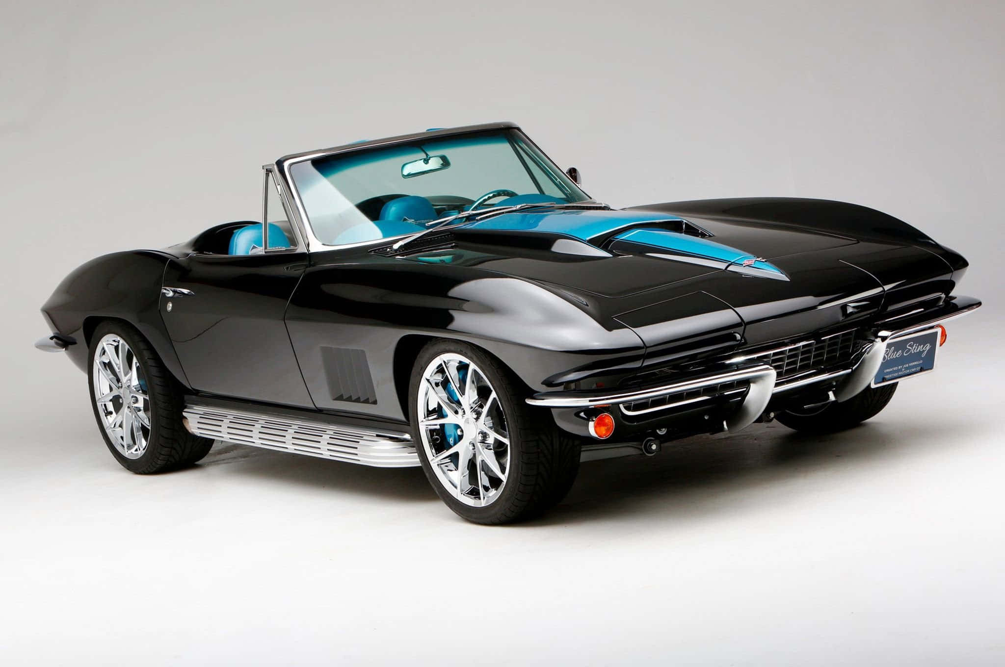 Chevrolet Corvette C2, black, turquoise accents, Full HD Desktop Wallpaper