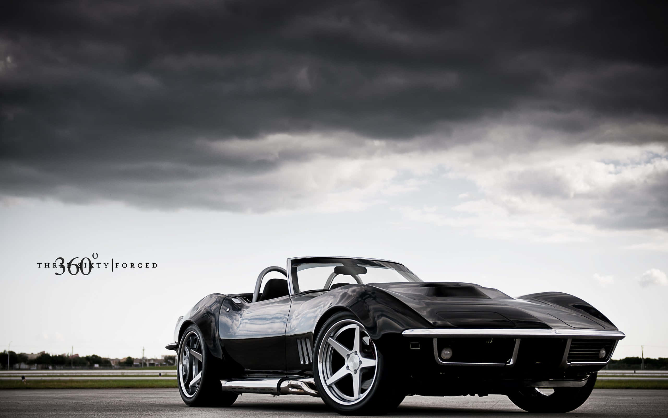 Chevrolet Corvette C3, black, chrome accents, 2K Desktop Wallpaper