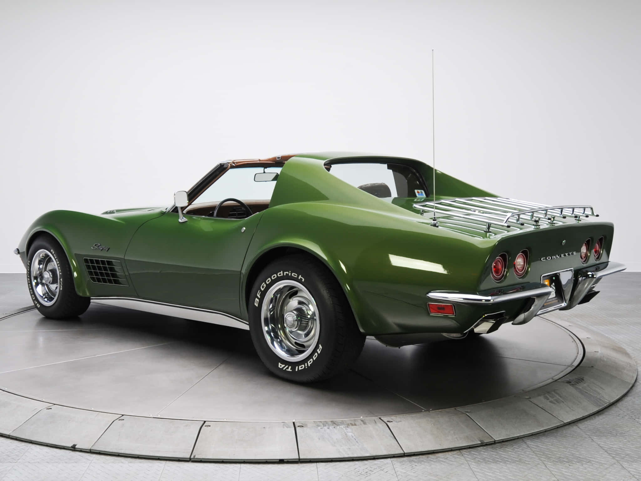 Chevrolet Corvette C3, glossy green, chrome details, Full HD Desktop Wallpaper