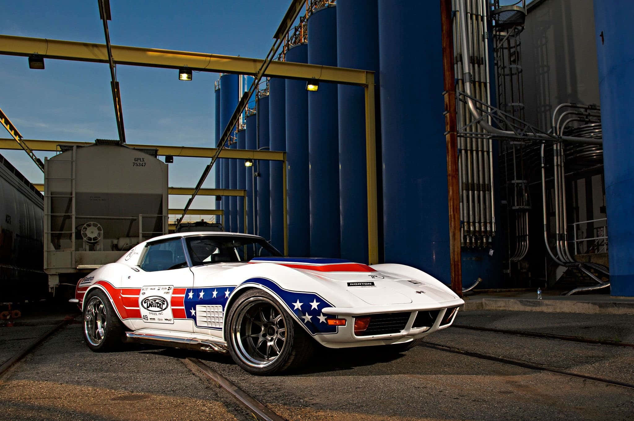 Chevrolet Corvette C3, iconic red, white red and blue star-spangled, Full HD Desktop Wallpaper