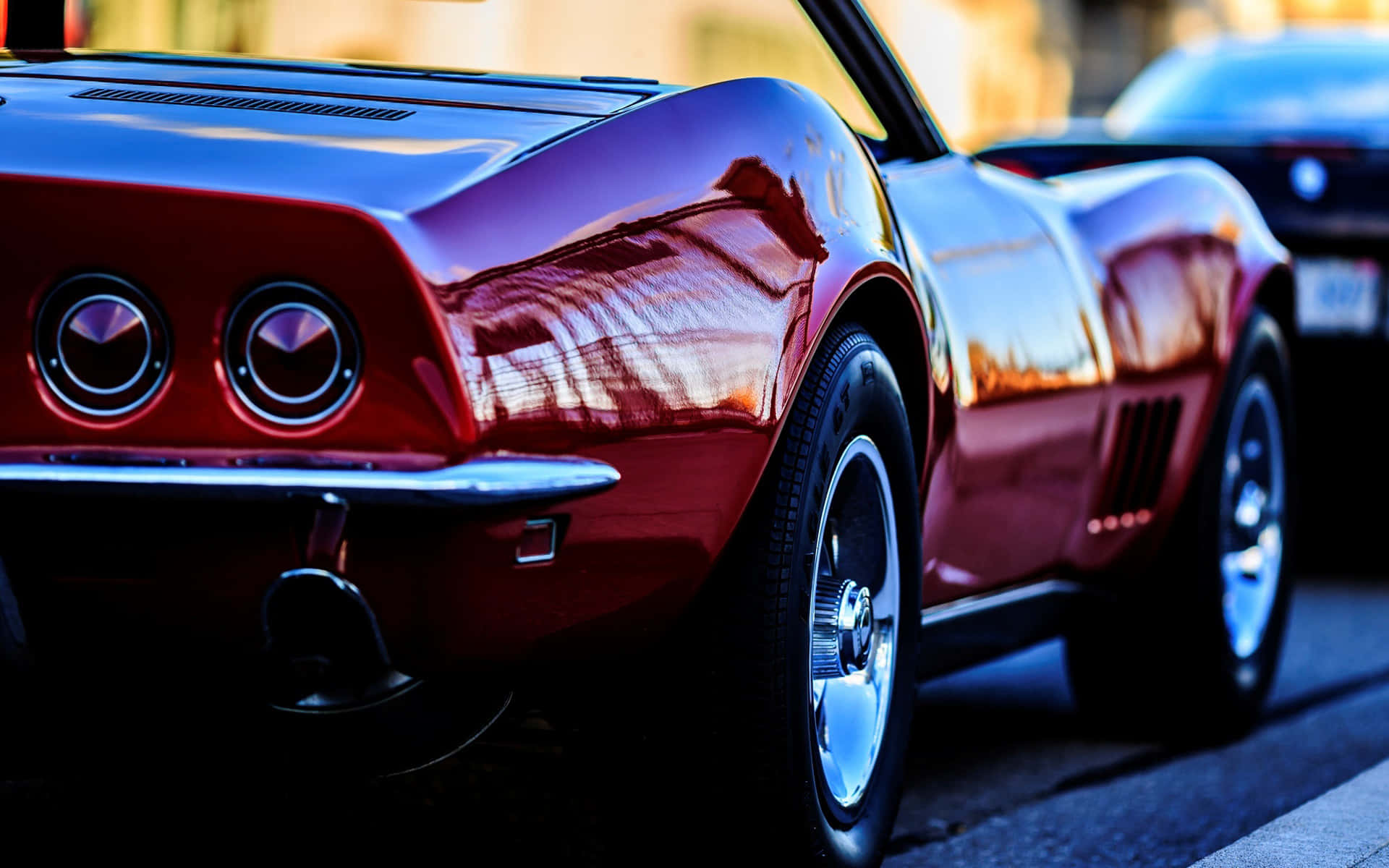Chevrolet Corvette C3, glossy red, chrome details, Full HD Desktop Wallpaper