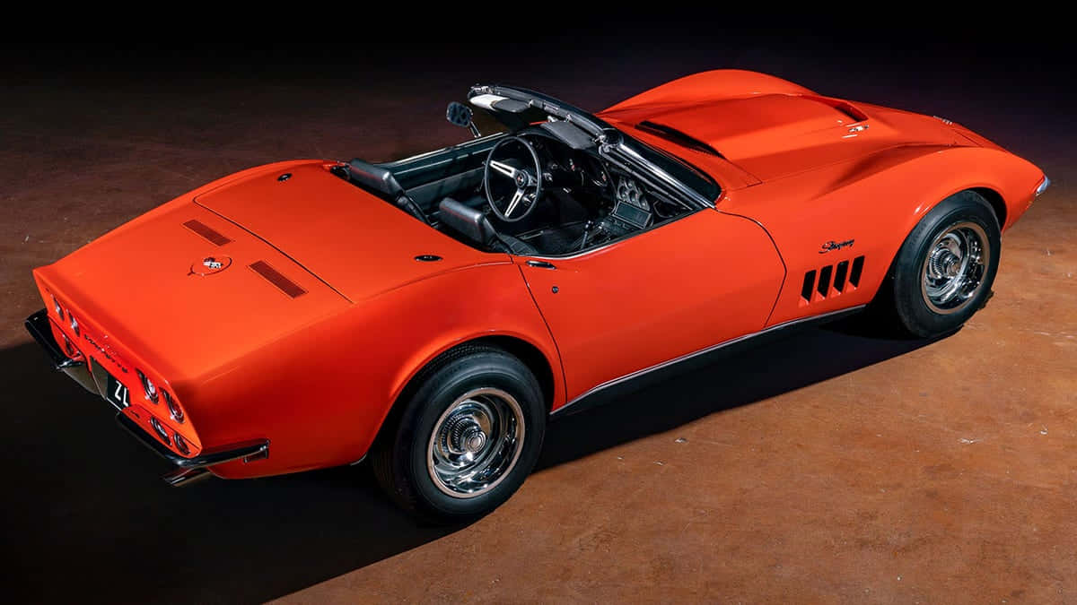 Chevrolet Corvette, convertible, vibrant orange, SD Desktop Wallpaper