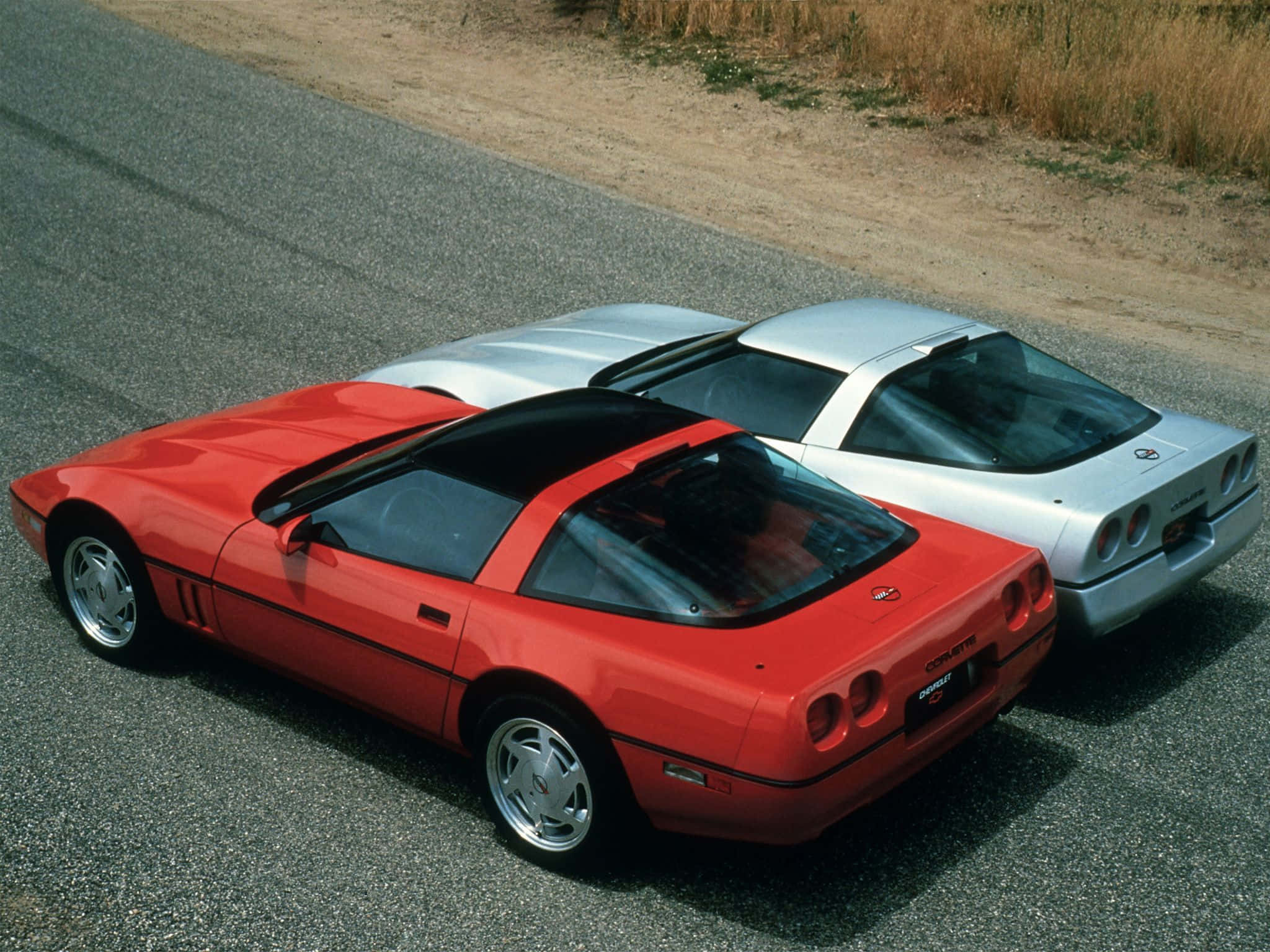 Chevrolet Corvette C4, red, silver, Full HD Desktop Wallpaper
